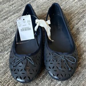 Crewcuts by J. Crew Girls Cutout Navy Ballet Flats, Size 3 NWT
